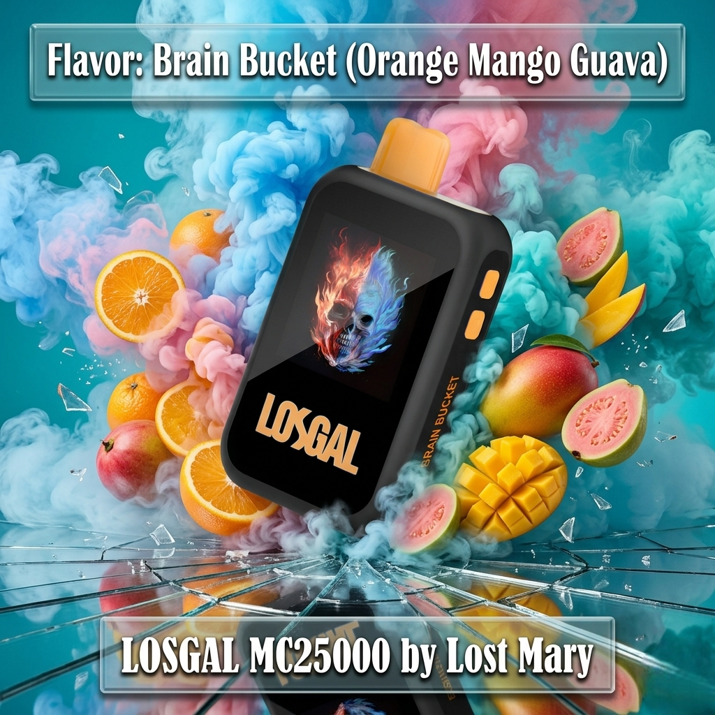 Brain Bucket (Orange Mango Guava) - LOSGAL MC25000 by Lost Mary
