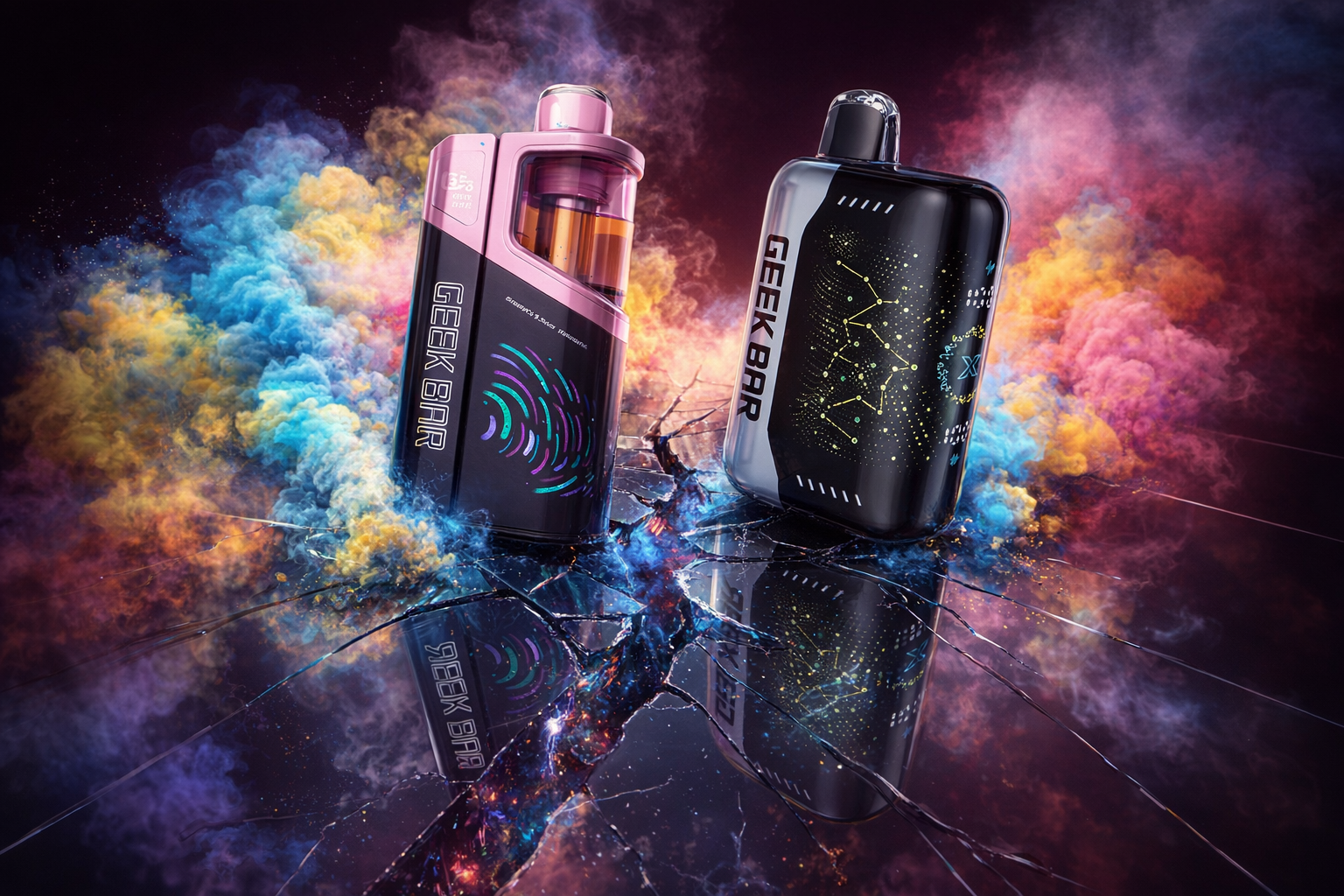 The photo shows two vape devices branded 