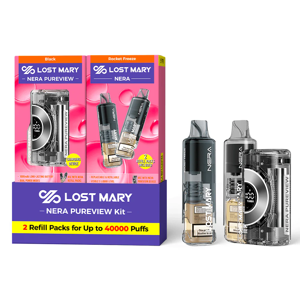 Black - Rocket Freeze - Lost Mary - NERA Pureview 40K Kit (1 Device + 2 Refills)
