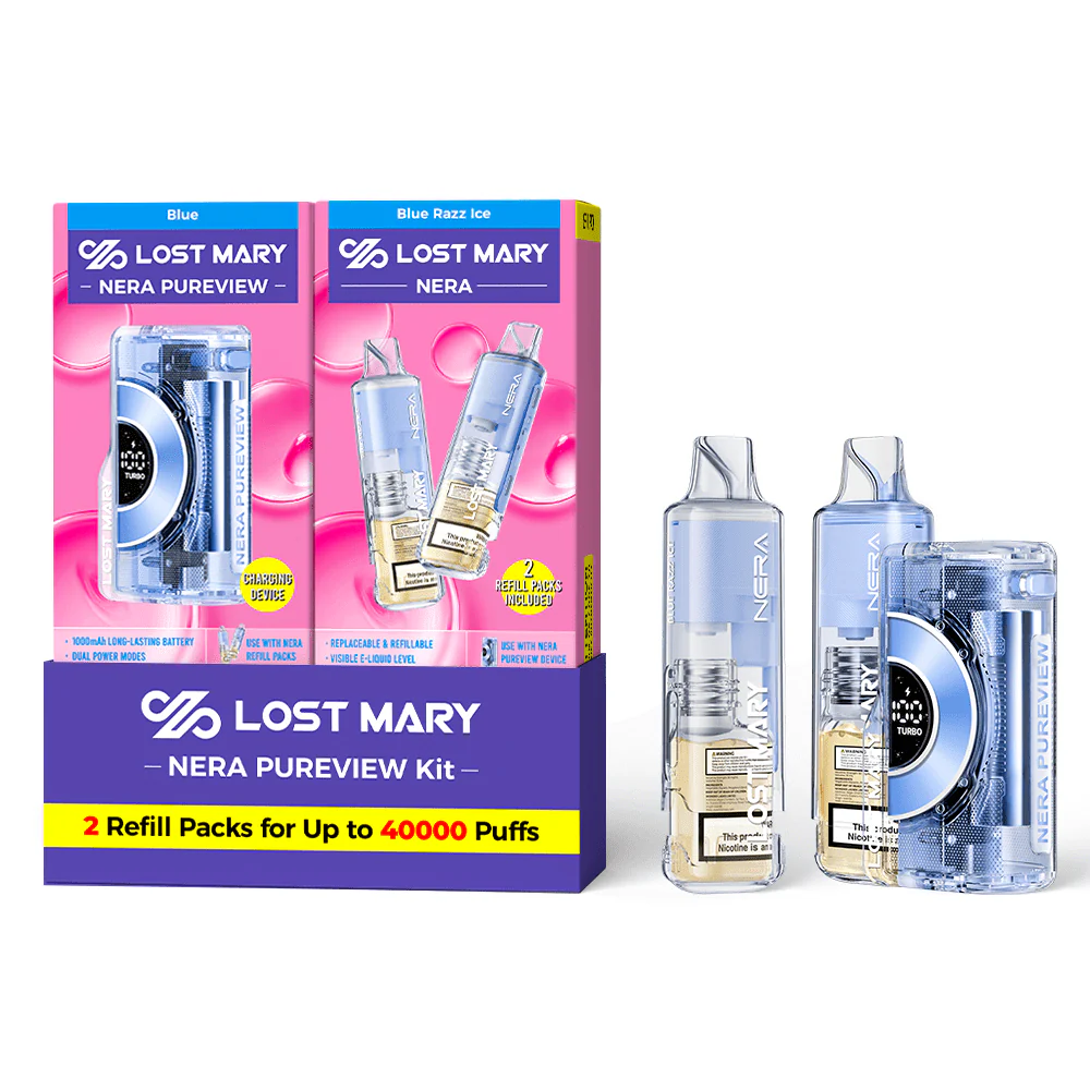 Blue - Blue Raz Ice - Lost Mary - NERA Pureview 40K Kit (1 Device + 2 Refills)