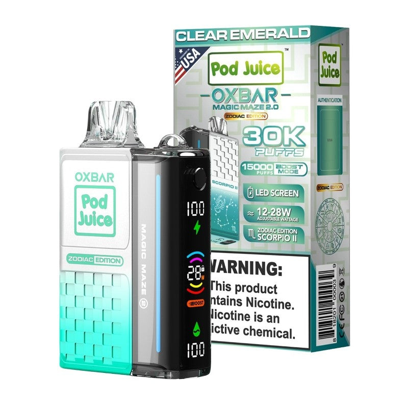 Clear Emerald OXBAR x Pod Juice 30K Magic Maze 2
