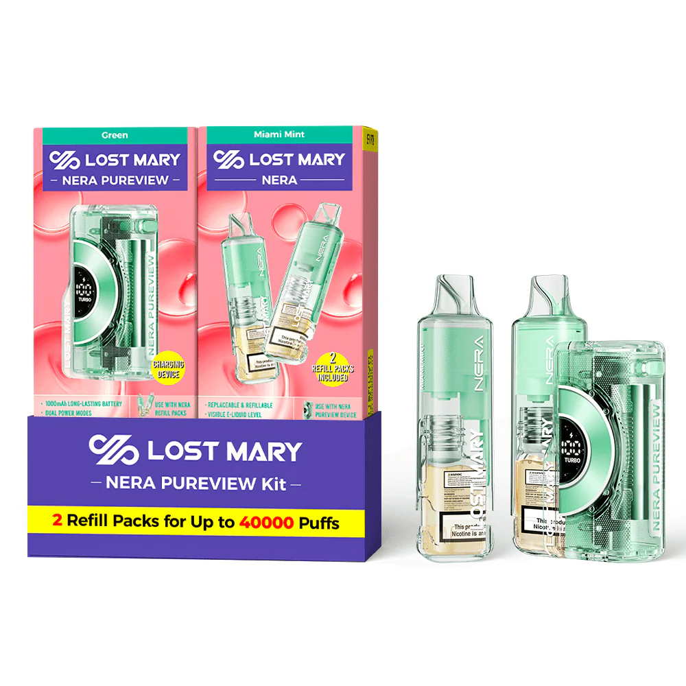 Green - Miami Mint - Lost Mary - NERA Pureview 40K Kit (1 Device + 2 Refills)