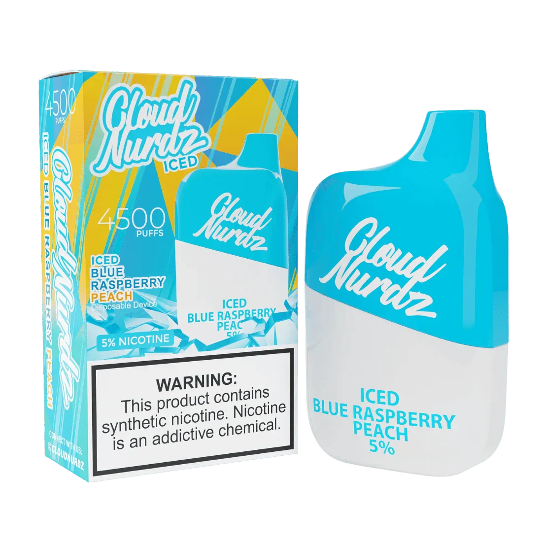 ICED Blue Raspberry Peach / 0% Cloud Nurdz 4500