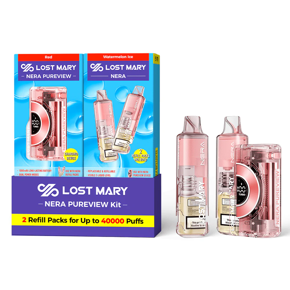 Red - Watermelon Ice - Lost Mary - NERA Pureview 40K Kit (1 Device + 2 Refills)