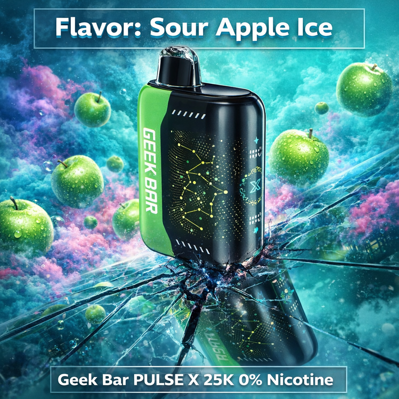Sour Apple Ice Geek Bar PULSE X 25K 0% Nicotine
