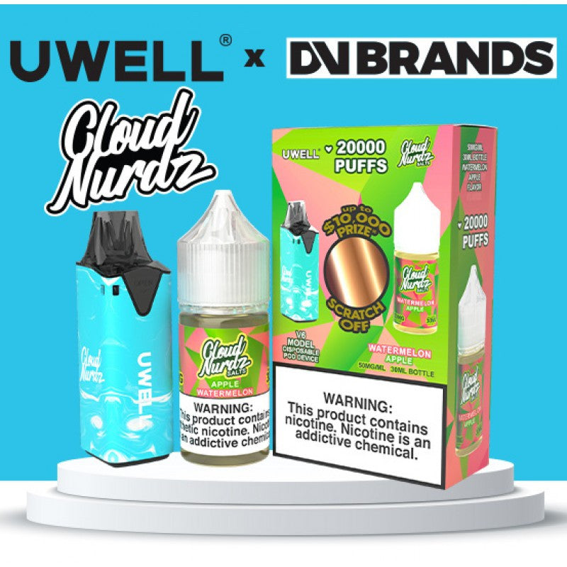 Watermelon Apple Cloud Nurdz Salt x Uwell V6 Kit
